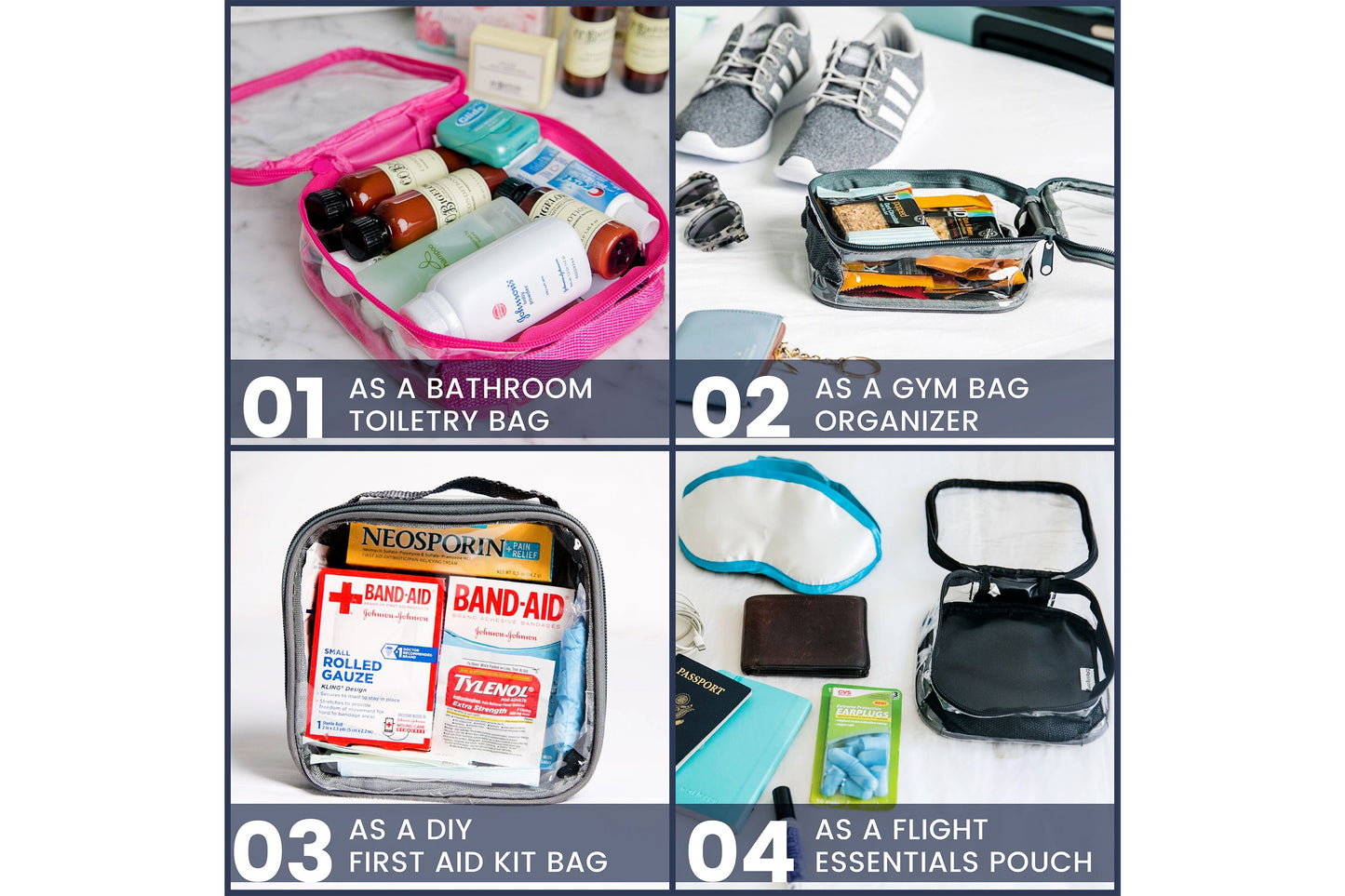 TSA Approved Clear Toiletry Bag - Quart Size 3-1-1 Liquids Toiletries