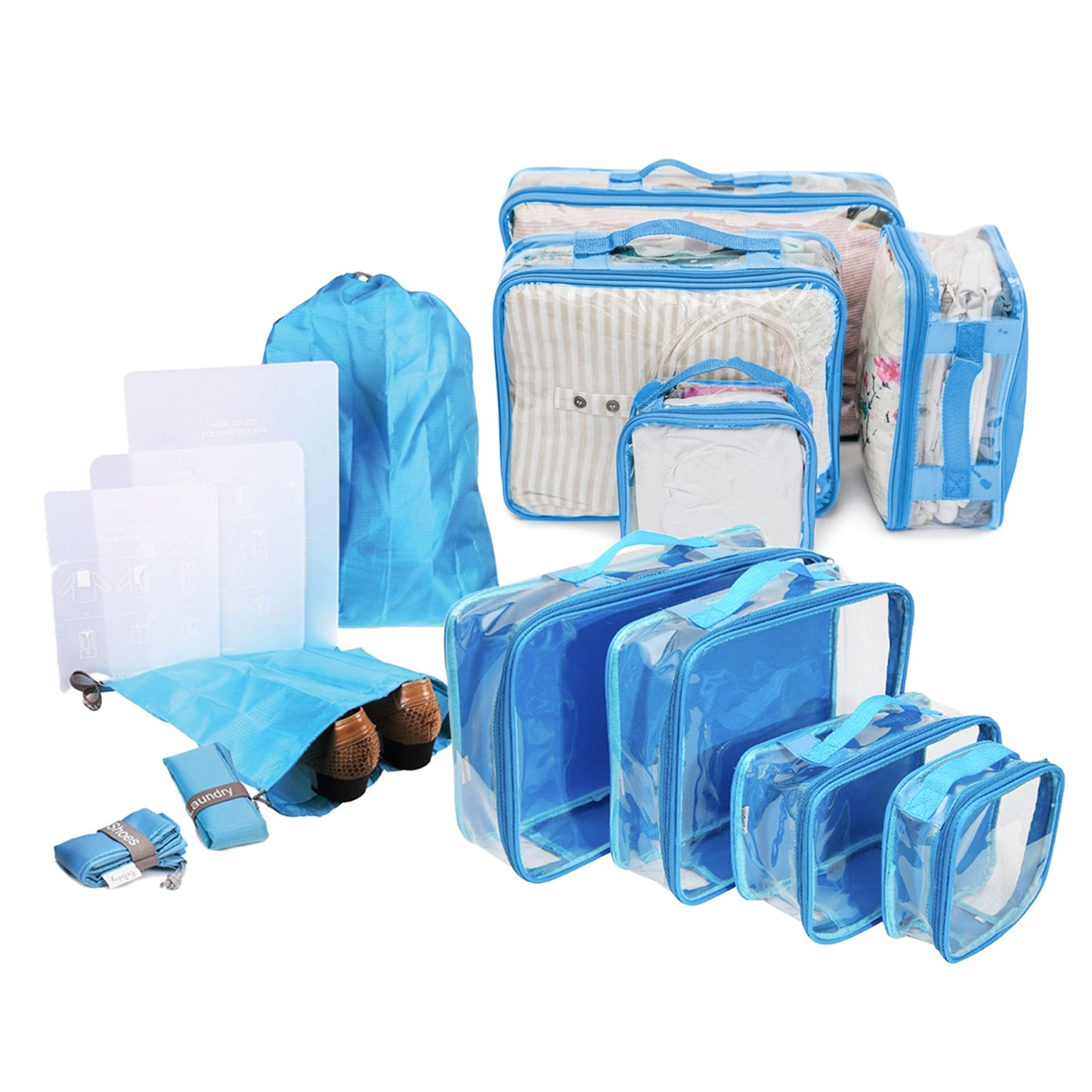 Clear Packing Cubes and Travel Accessories (14PC Set) - VARIANT