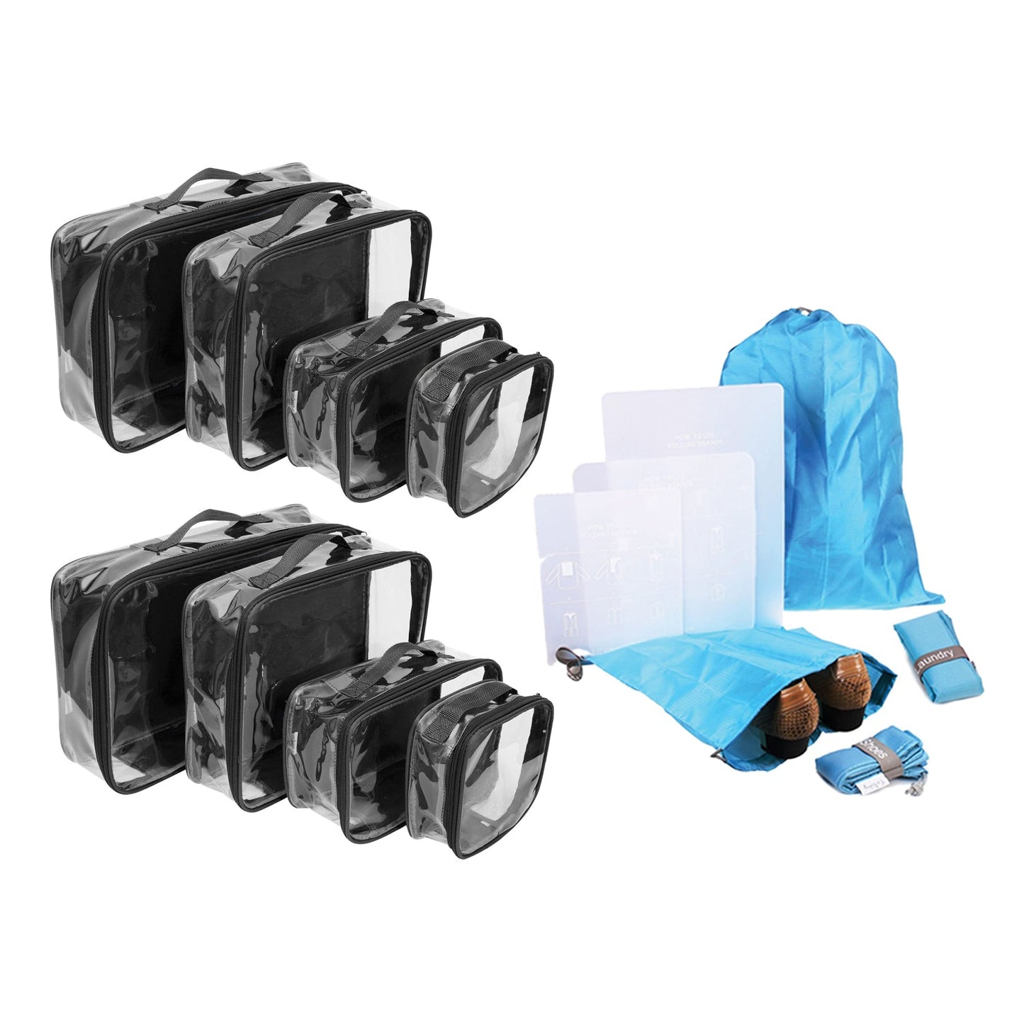 Clear Packing Cubes and Travel Accessories (14PC Set) - VARIANT