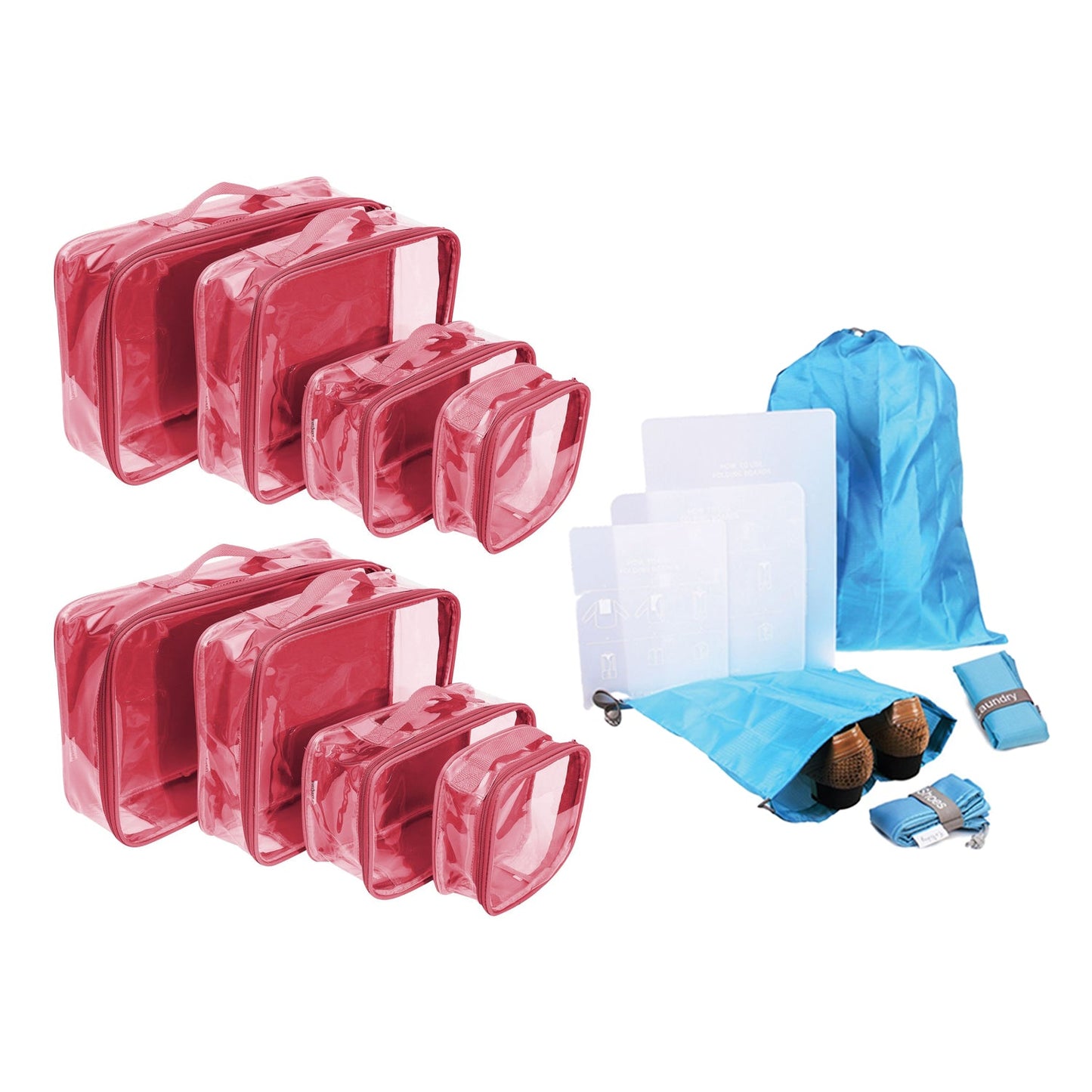 Clear Packing Cubes and Travel Accessories (14PC Set) - VARIANT