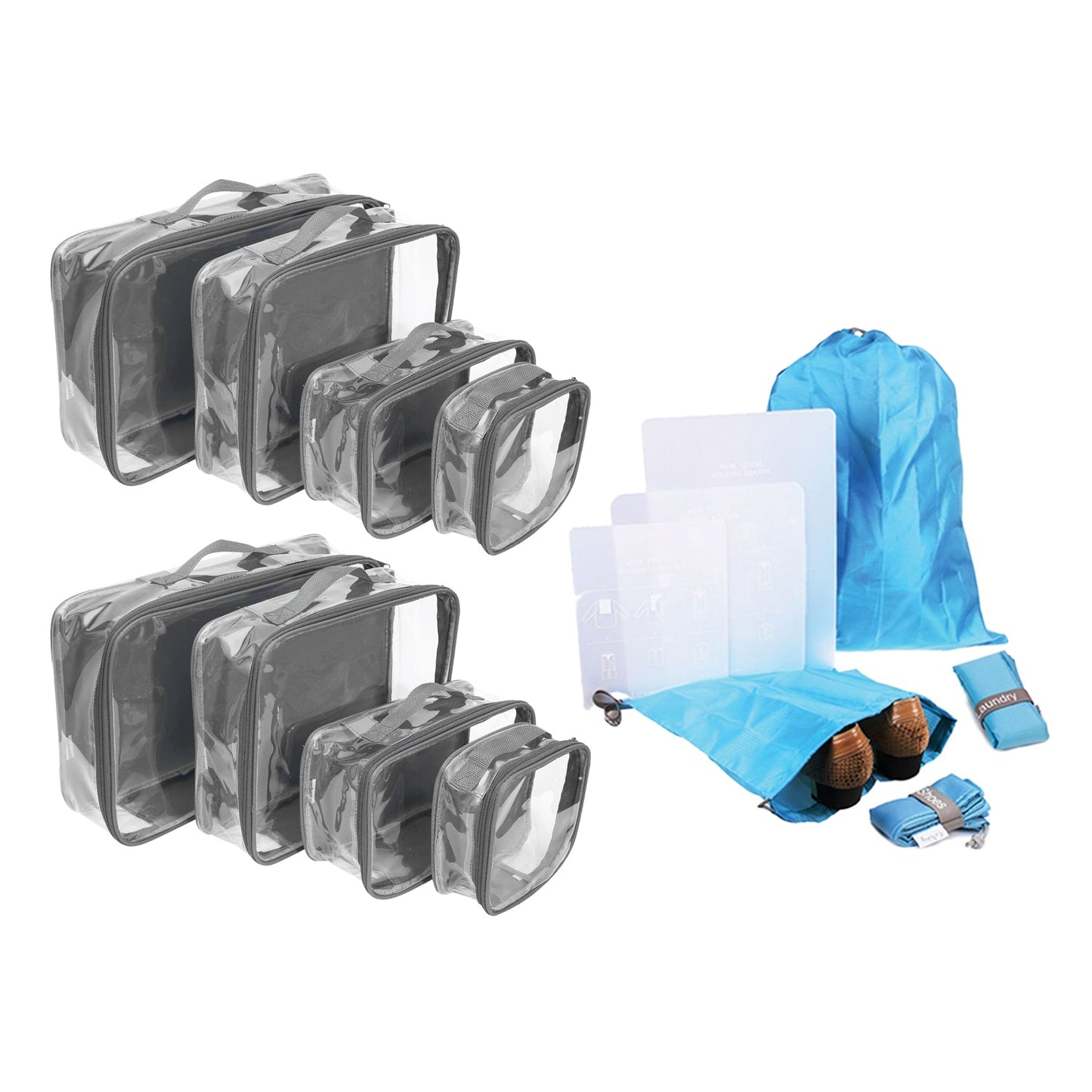 Clear Packing Cubes and Travel Accessories (14PC Set) - VARIANT