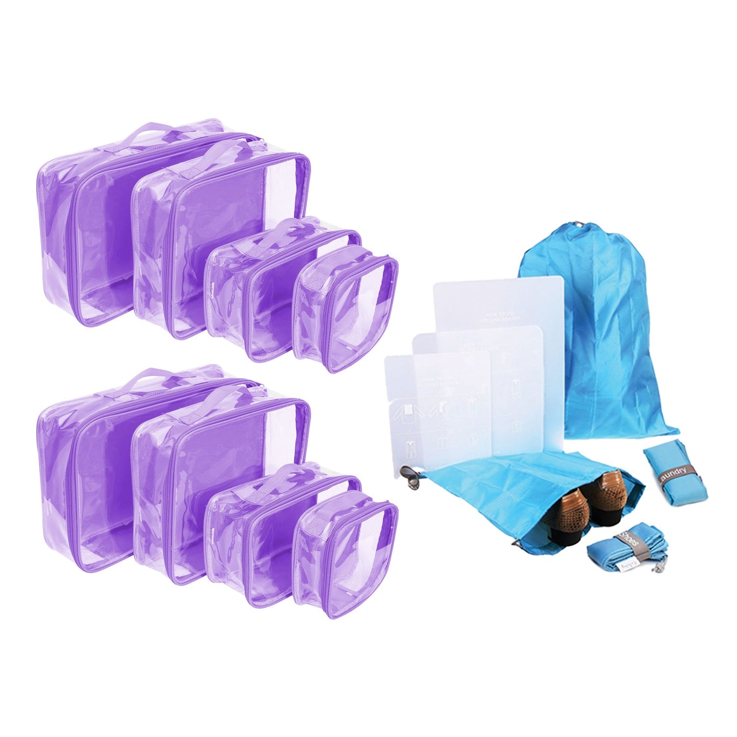 Clear Packing Cubes and Travel Accessories (14PC Set) - VARIANT