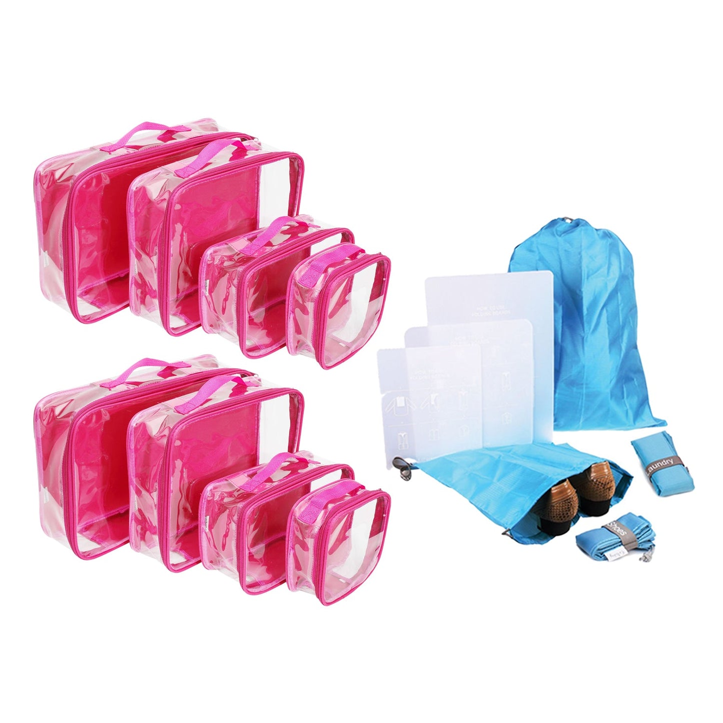Clear Packing Cubes and Travel Accessories (14PC Set) - VARIANT