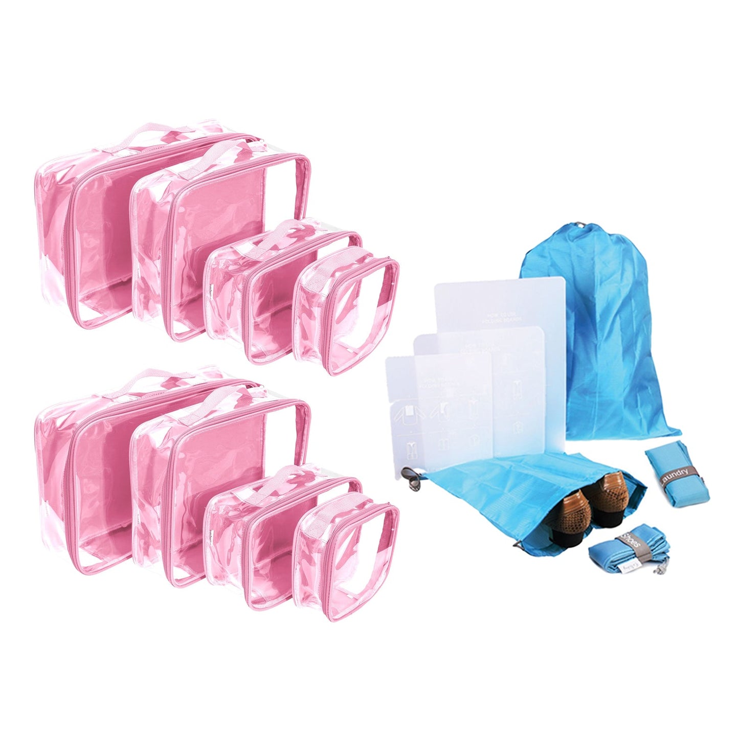 Clear Packing Cubes and Travel Accessories (14PC Set) - VARIANT