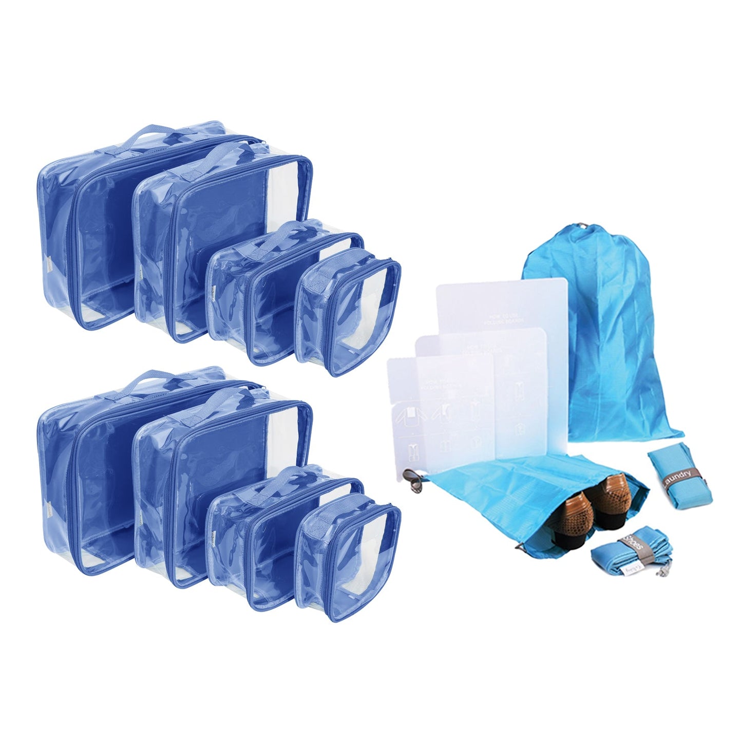 Clear Packing Cubes and Travel Accessories (14PC Set) - VARIANT